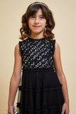 Aria Black Sequin Dress with Tiered Skirt