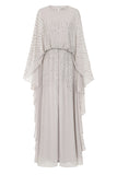 Ada Grey Embellished Cape Sleeve Maxi Dress