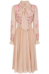 Agatha Shell Floral Embroidered Midi Dress