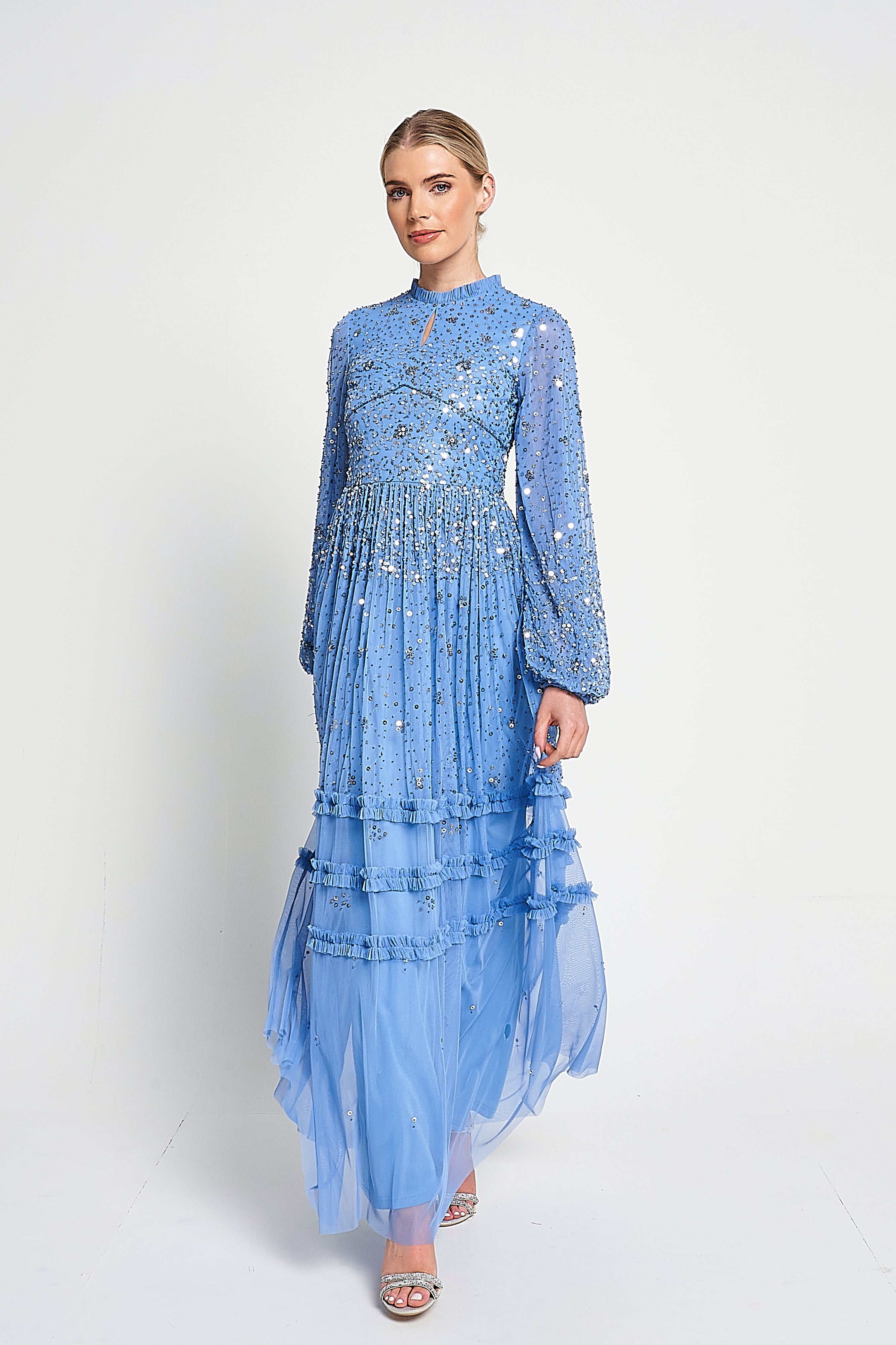 Agnes Blue Sequin Maxi Dress – Frock and Frill