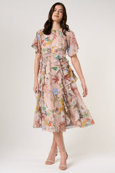 Aisley Floral Print Midi Dress