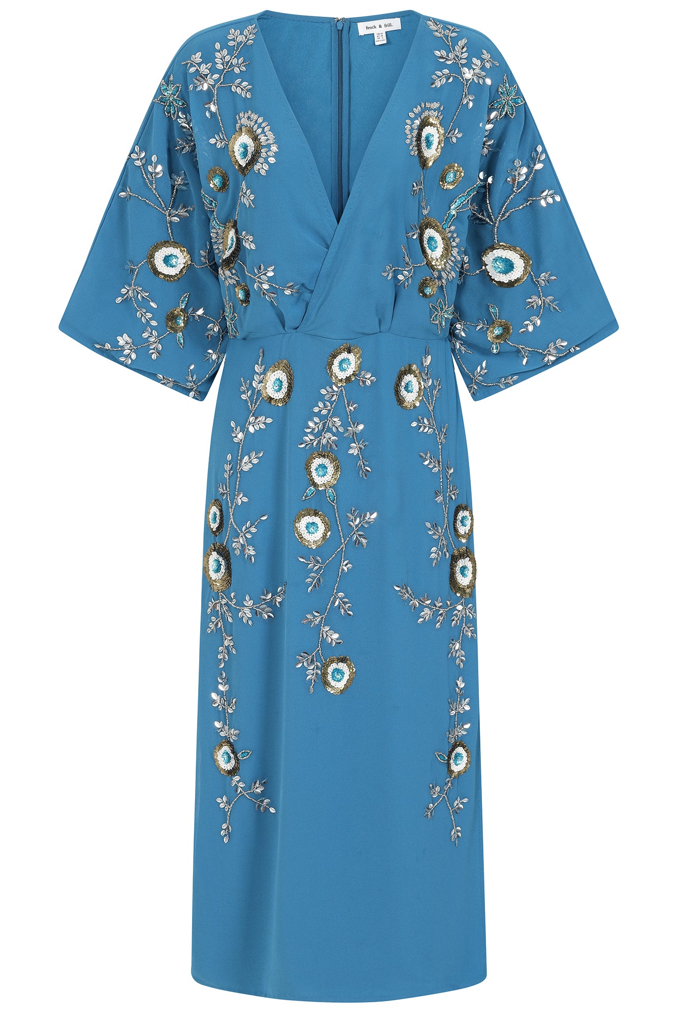 Alyssa Blue Floral Embellished Midi Dress Frock and Frill Alyssa Blue Floral Embellished Midi Dress Frock and Frill