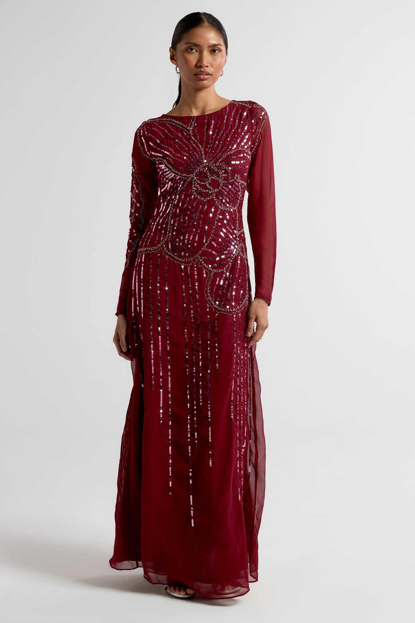 Amorette Red Floral Embellished Maxi Dress Frock and Frill Amorette Red Floral Embellished Maxi Dress Frock and Frill