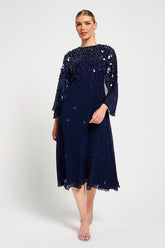 Annette Navy Embellished Midi Dress