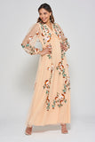 Aviana Almond Floral Embroidered Maxi Dress