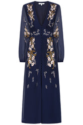 Brinna Navy Floral Embroidered Maxi Dress