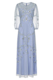 Calanthe Celestial Blue Embellished Maxi Dress