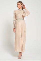 Celia Nude Embellished Maxi Dress