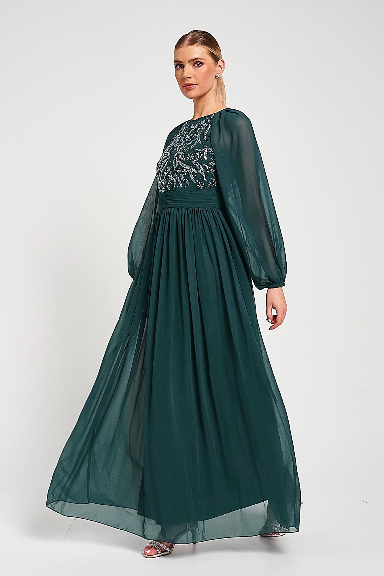 Celyn Green Embellished Maxi Dress – Frock and Frill