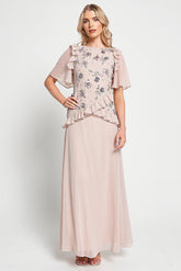 Chloe Blush Floral Embellished Maxi Dress