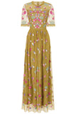 Coraline Willow Floral Embroidered Maxi Dress
