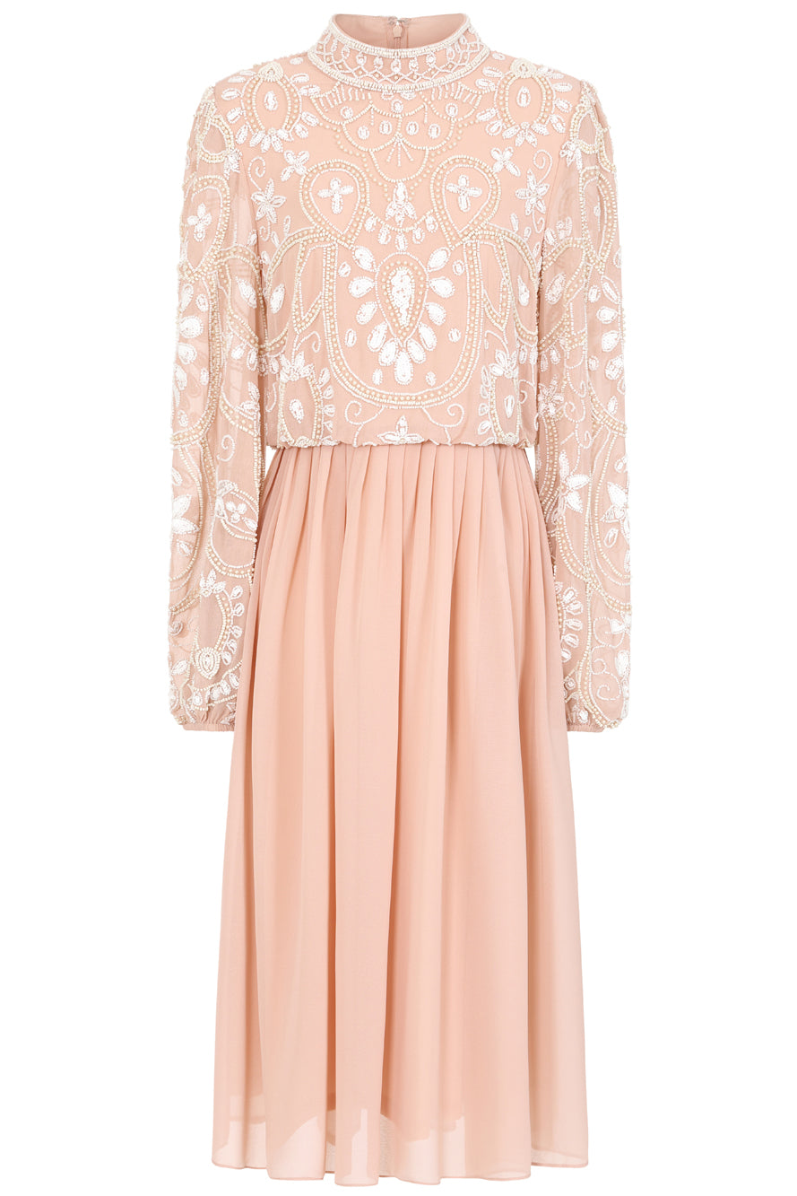 Cressida Blush Embellished Midi Dress Frock and Frill Cressida Blush Embellished Midi Dress Frock and Frill