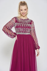 Debra Embellished Midi Dress - Purple