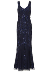 Diane Sequin Maxi Dress in Navy