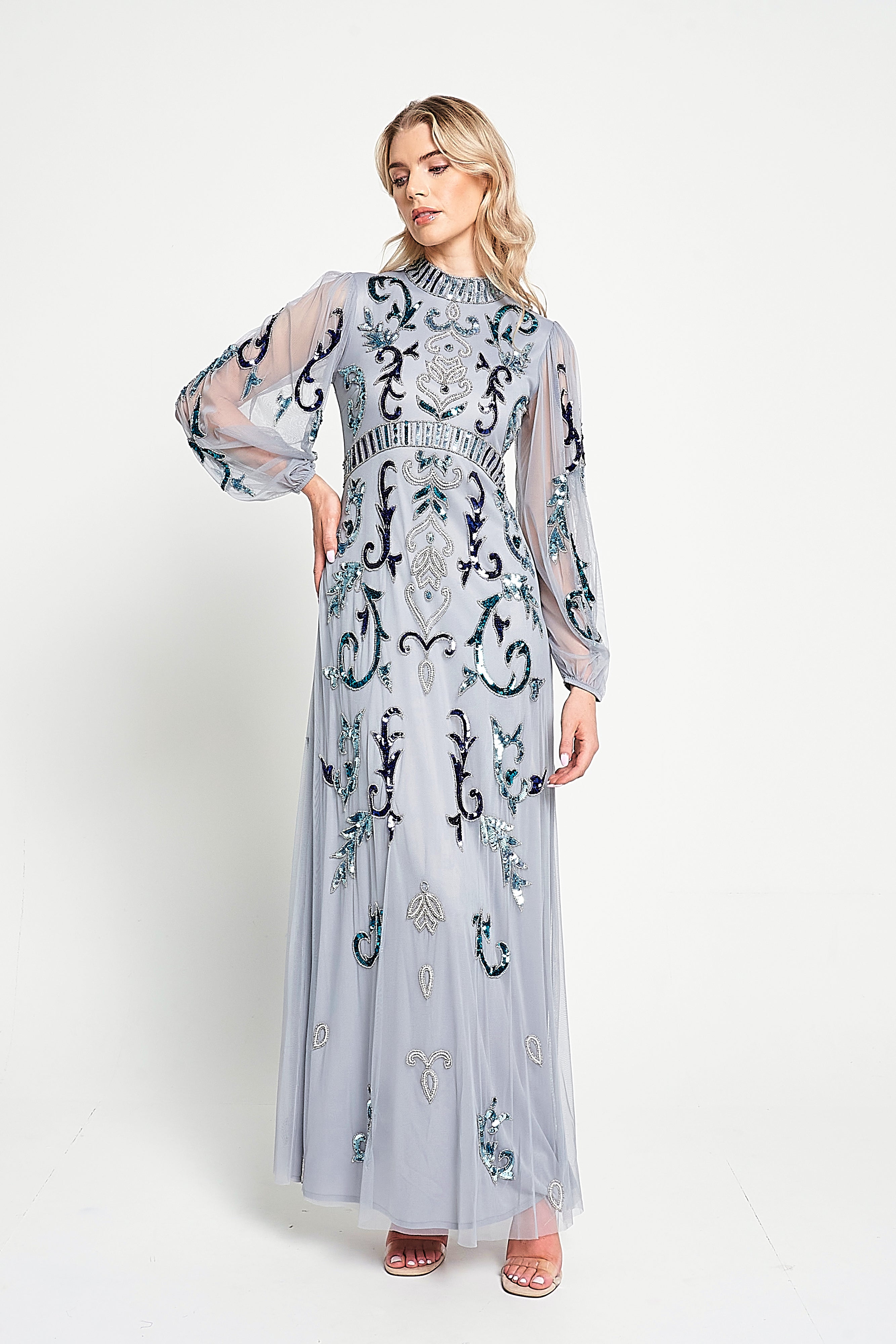 Eiden Grey Embellished Maxi Dress Frock and Frill Eiden Grey Embellished Maxi Dress Frock and Frill