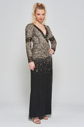 Esther Black and Gold Embellished Maxi Dress
