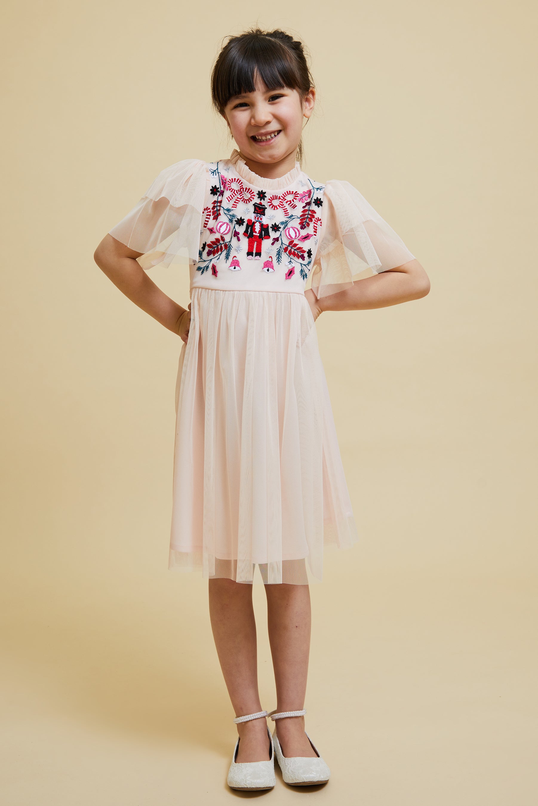 Angelica Mauve Christmas Embroidered Dress Frock and Frill Angelica Mauve Christmas Embroidered Dress Frock and Frill