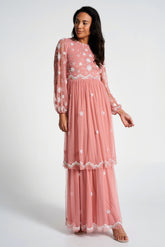 Florence Blush Floral Embellished Maxi Dress