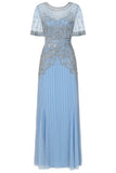 Frances Light Blue Embellished Maxi Dress