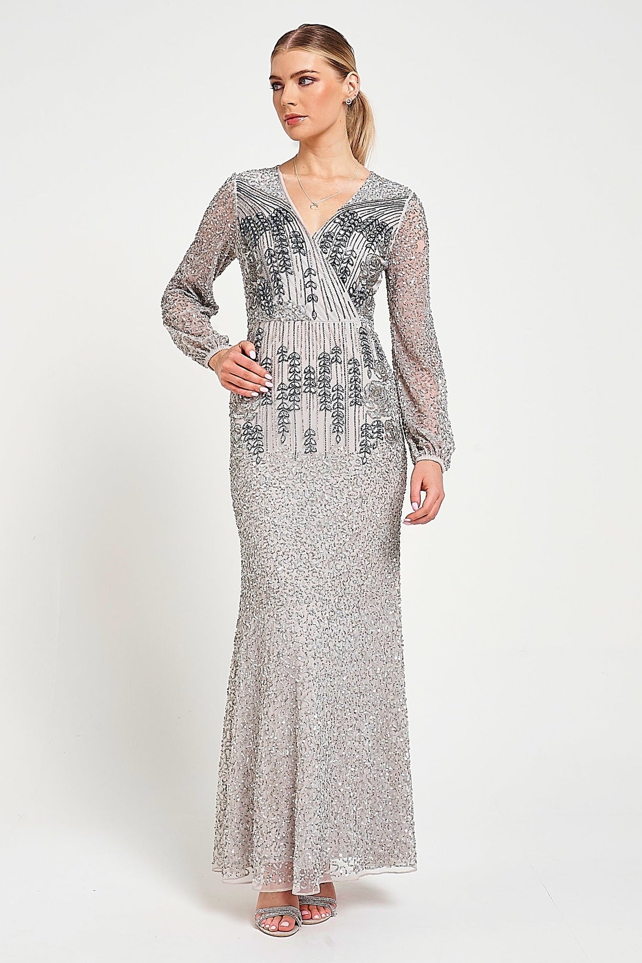 Hannah Grey Embellished Maxi Dress Frock and Frill Hannah Grey Embellished Maxi Dress Frock and Frill