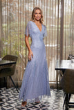 Irene Blue Embellished Maxi Dress