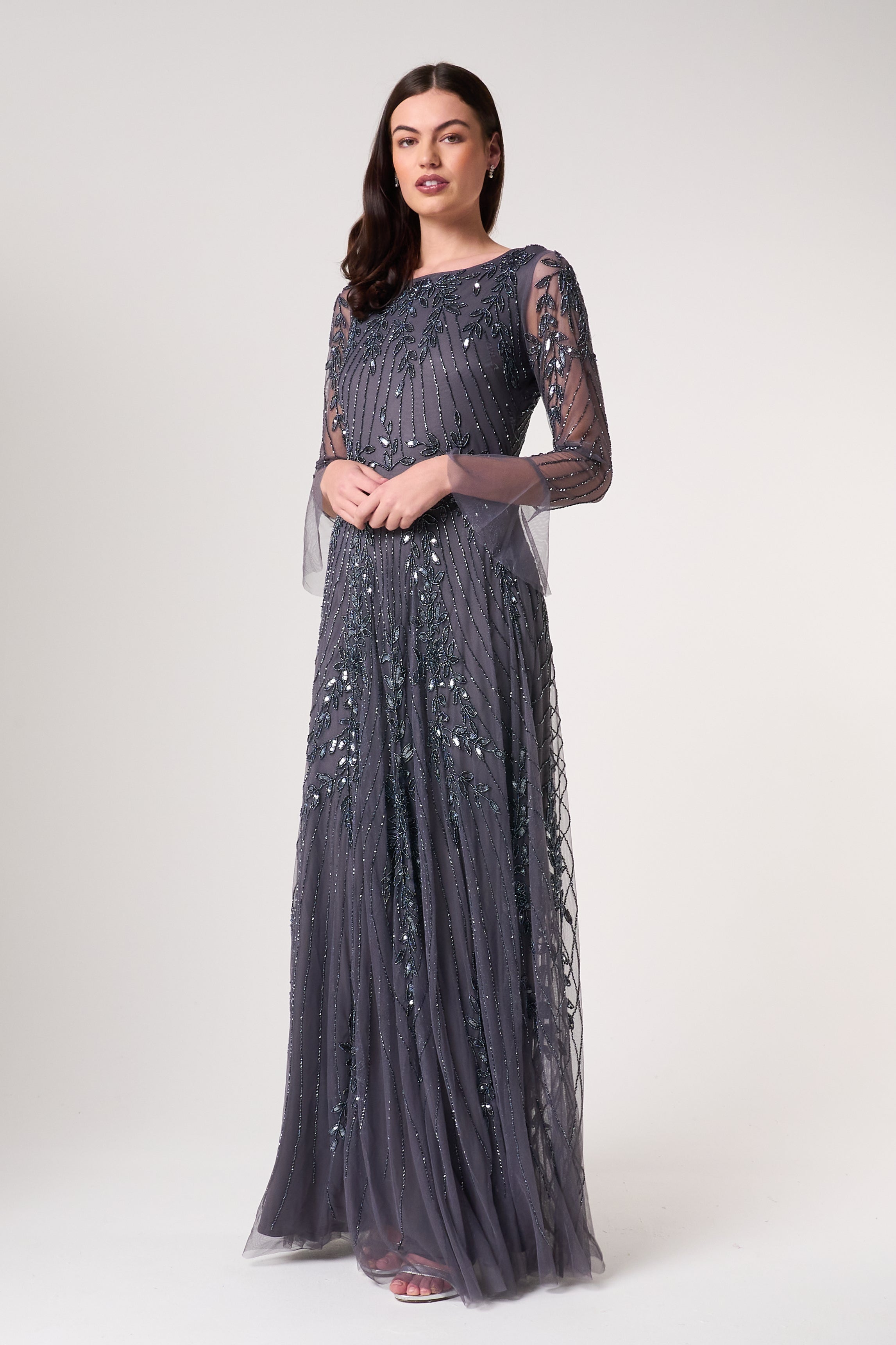 Jora Charcoal Embellished Maxi Dress Frock and Frill Jora Charcoal Embellished Maxi Dress Frock and Frill