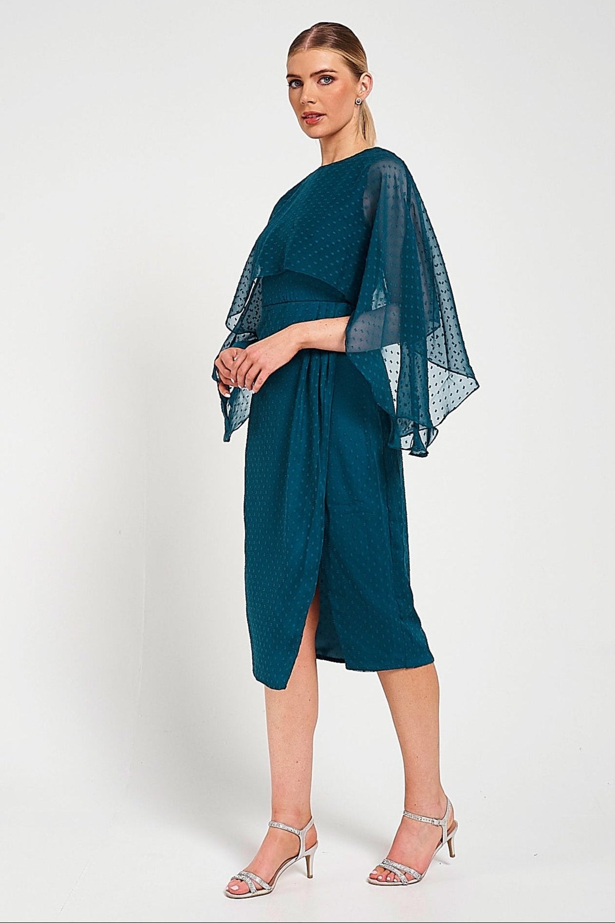 Juliet Blue Cape Detail Midi Dress Frock and Frill Juliet Blue Cape Detail Midi Dress Frock and Frill