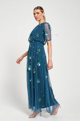 Juniper Teal Embellished Maxi Dress