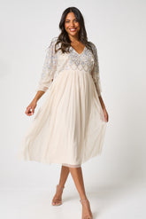 Kathryn Nude Sequin Midi Dress