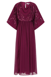 Leya Wine Purple Embellished Maxi Dress