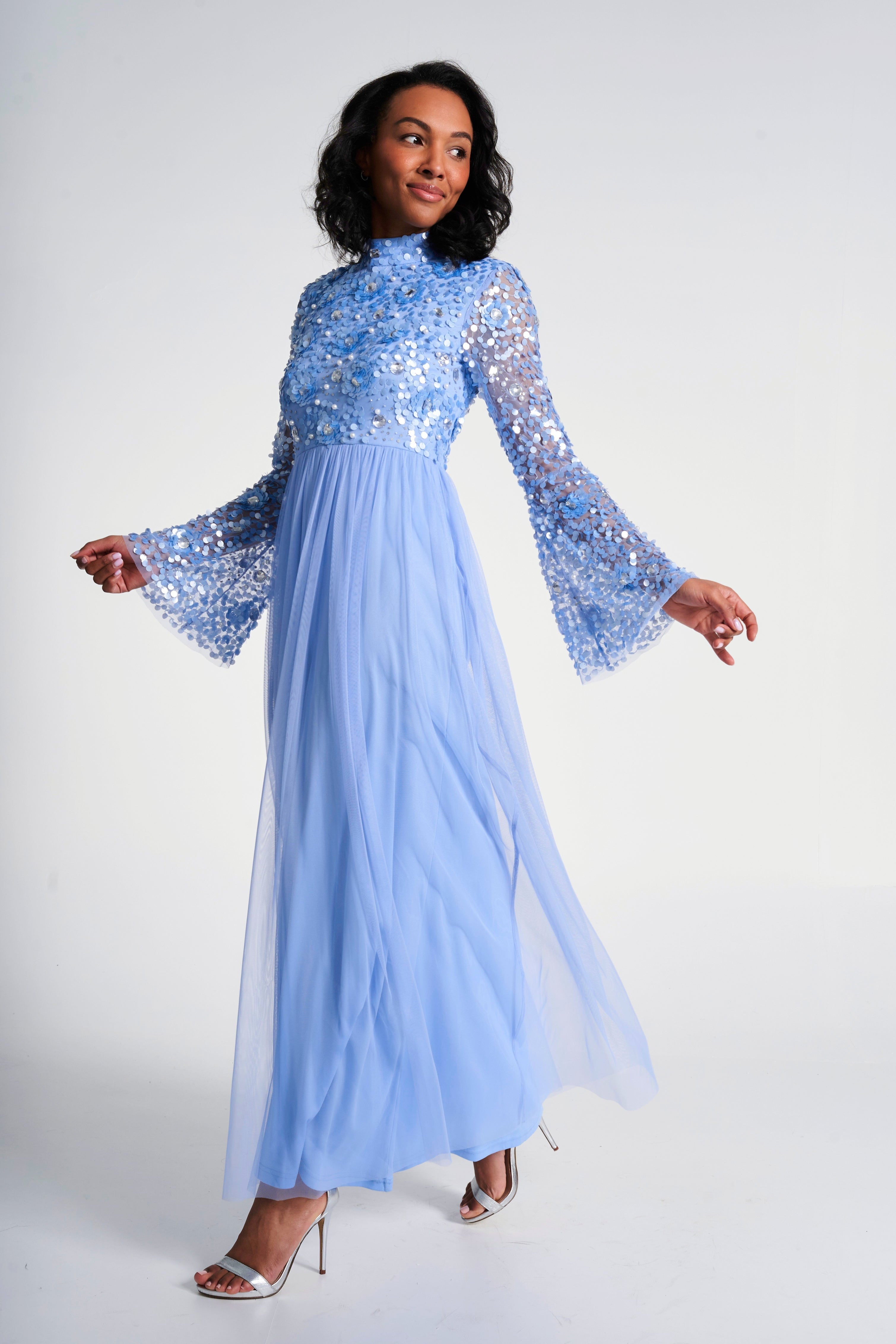 Maxi Frill Long Gown ASOS DESIGN Curve Long Sleeve Ruffle