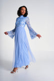 Lillie Blue Floral Embellished Maxi Dress