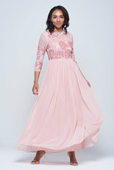Lovella Blush Floral Embellished Maxi Dress