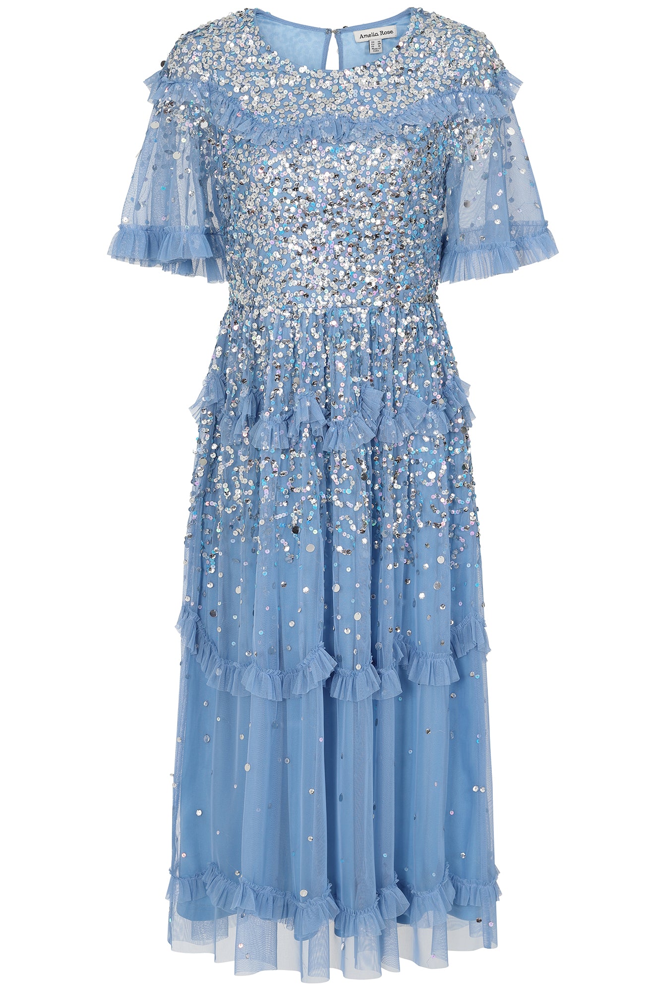 Lynne Blue Sequin Midi Dress Frock and Frill Lynne Blue Sequin Midi Dress Frock and Frill