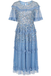Lynne Sequin Midi Dress - Powder Blue