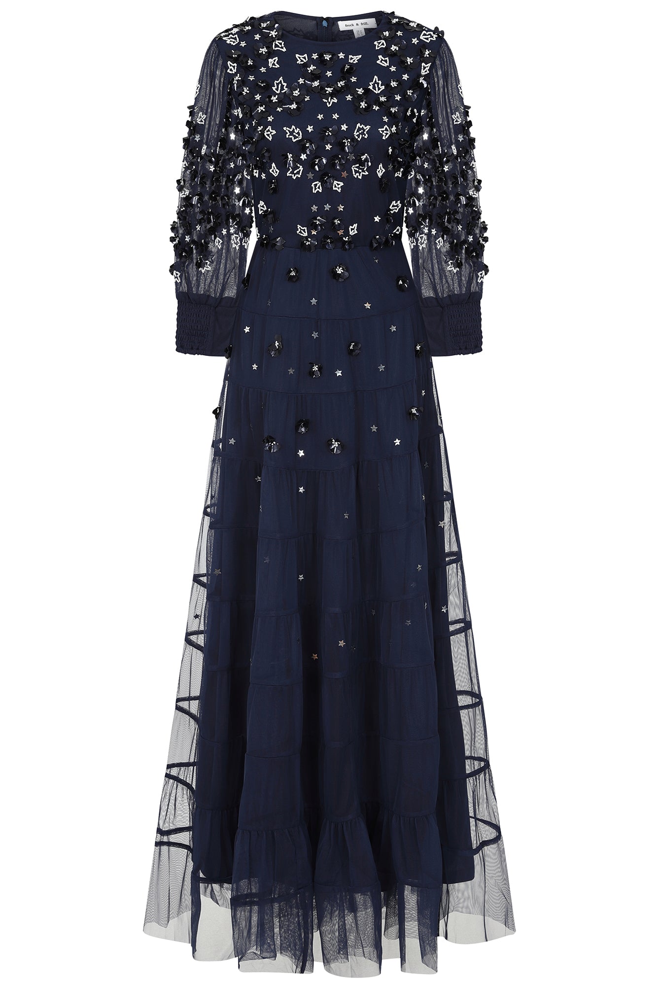 Marissa Navy Embellished Tiered Maxi Dress Frock and Frill Marissa Navy Embellished Tiered Maxi Dress Frock and Frill