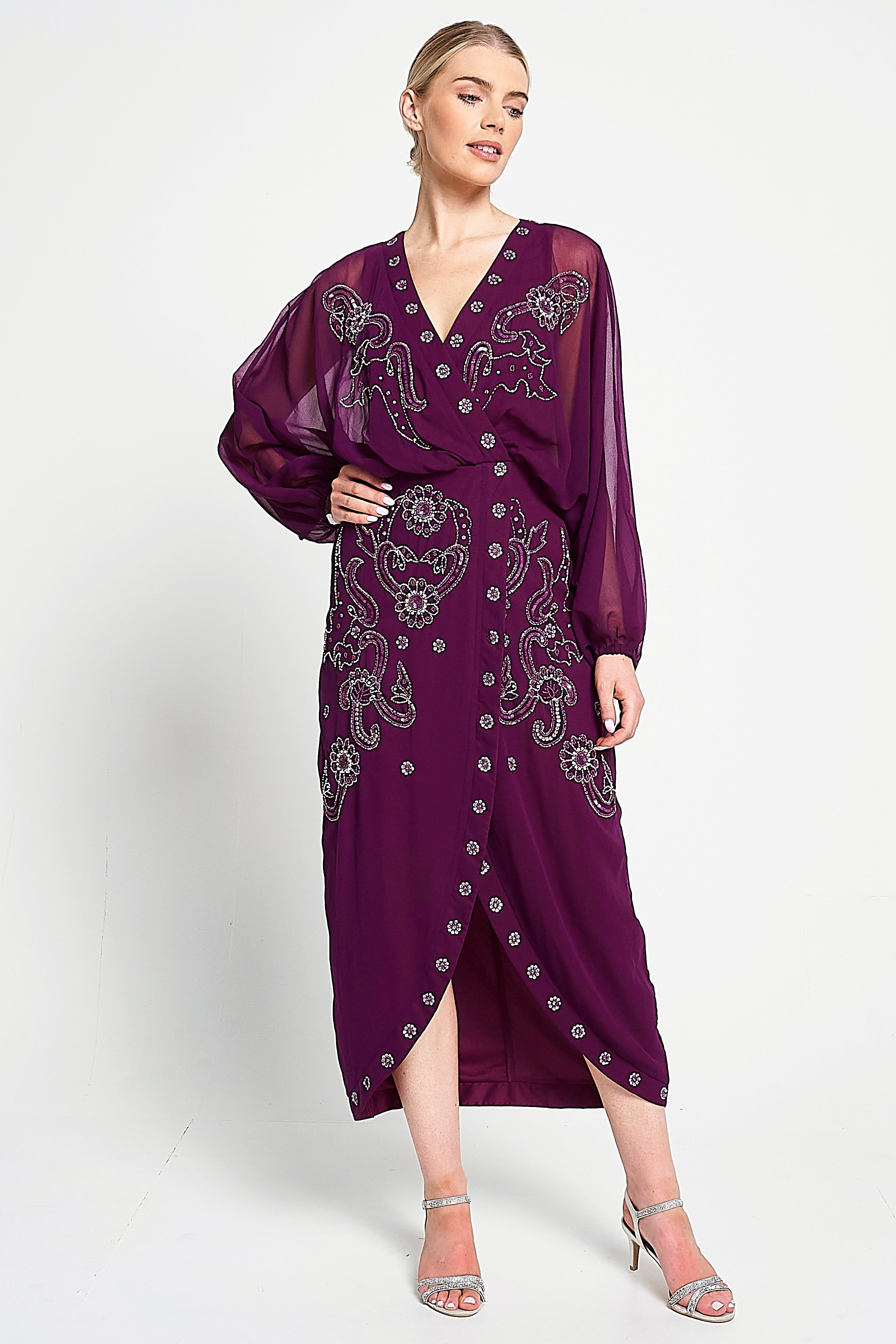 Michelle Purple Embellished Midaxi Dress