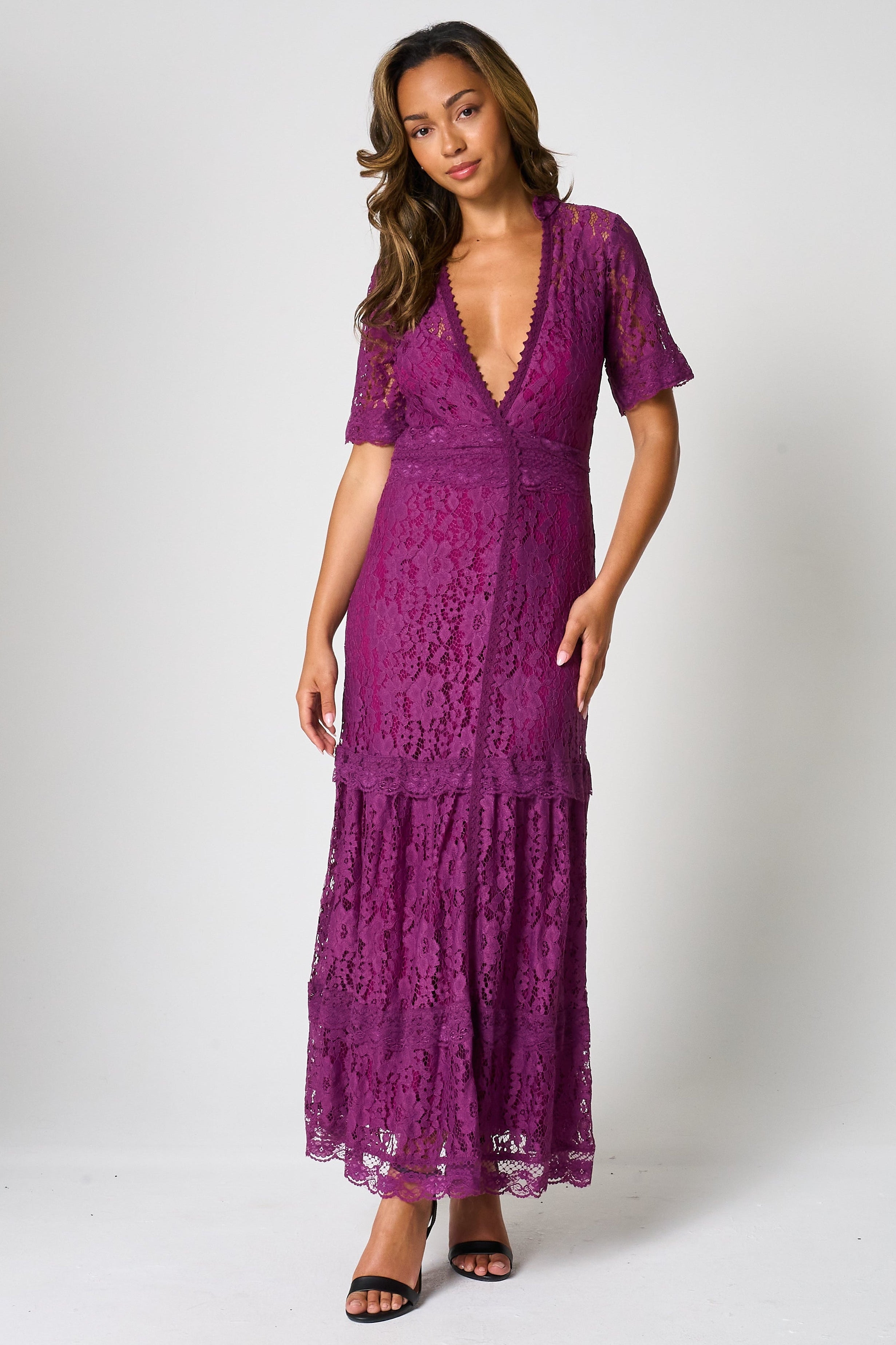 Mila Purple Lace Maxi Dress Frock and Frill Mila Purple Lace Maxi Dress Frock and Frill