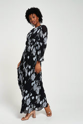 Mira Black Floral Print Maxi Dress