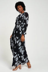 Mira Black Floral Print Maxi Dress