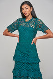 Narelle Alpine Green Crochet Lace Midaxi Dress