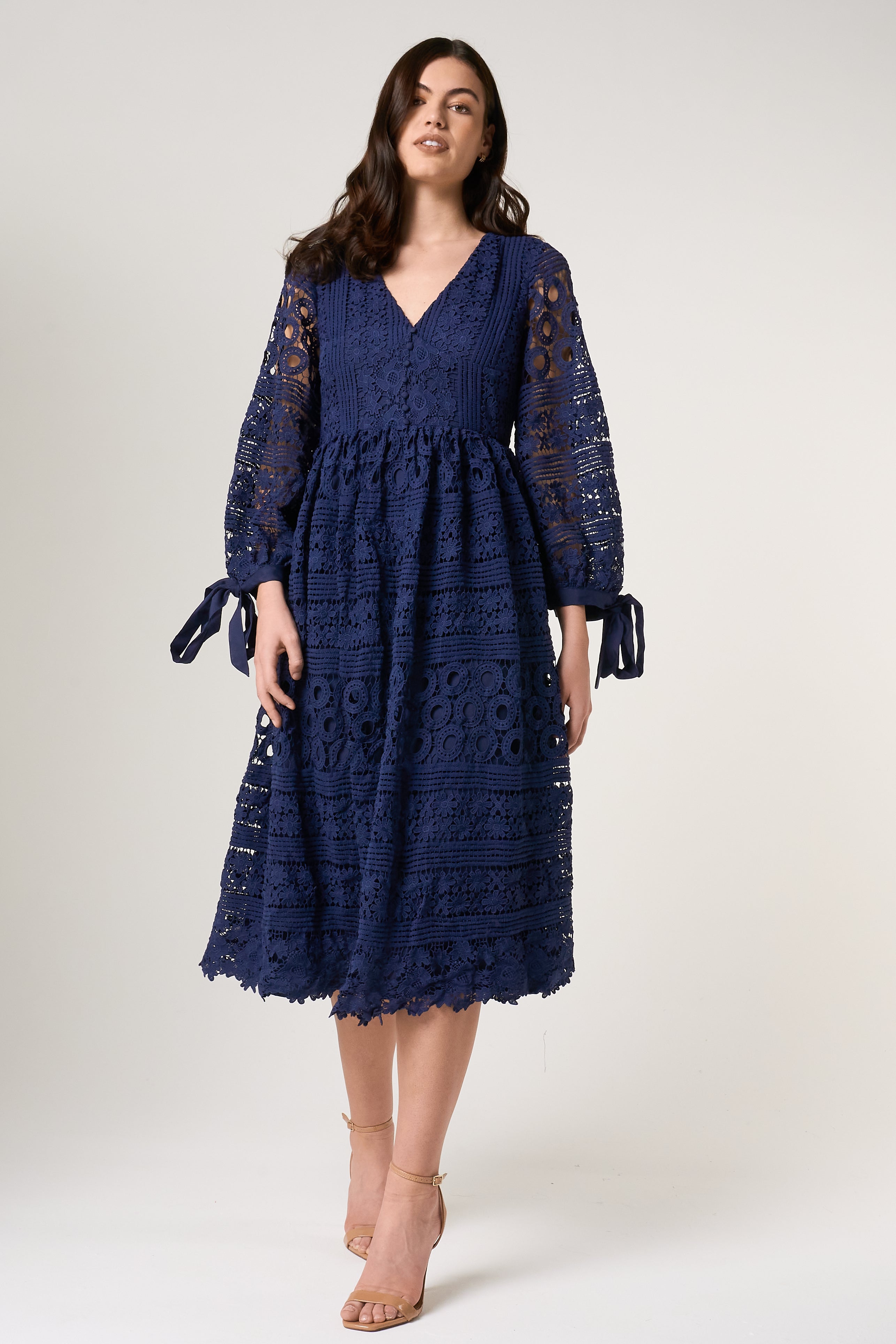 Paige Navy Lace Midi Dress Frock and Frill Paige Navy Lace Midi Dress Frock and Frill