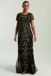 Roberta Black Embellished Maxi Dress