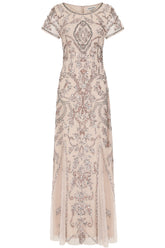 Roberta Embellished Maxi Dress - Nude