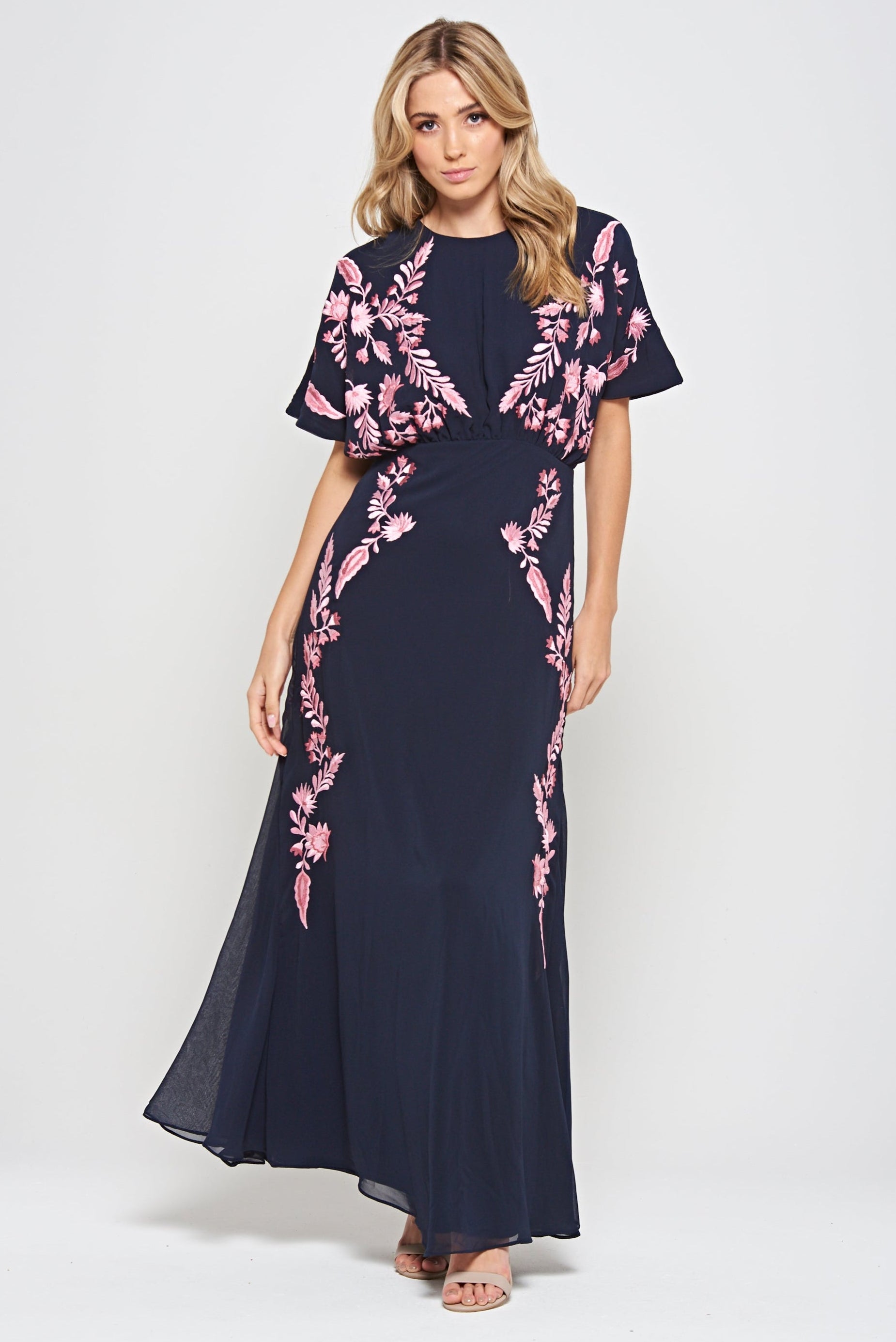 Sienna Navy Floral Embroidered Maxi Dress Frock and Frill Sienna Navy Floral Embroidered Maxi Dress Frock and Frill