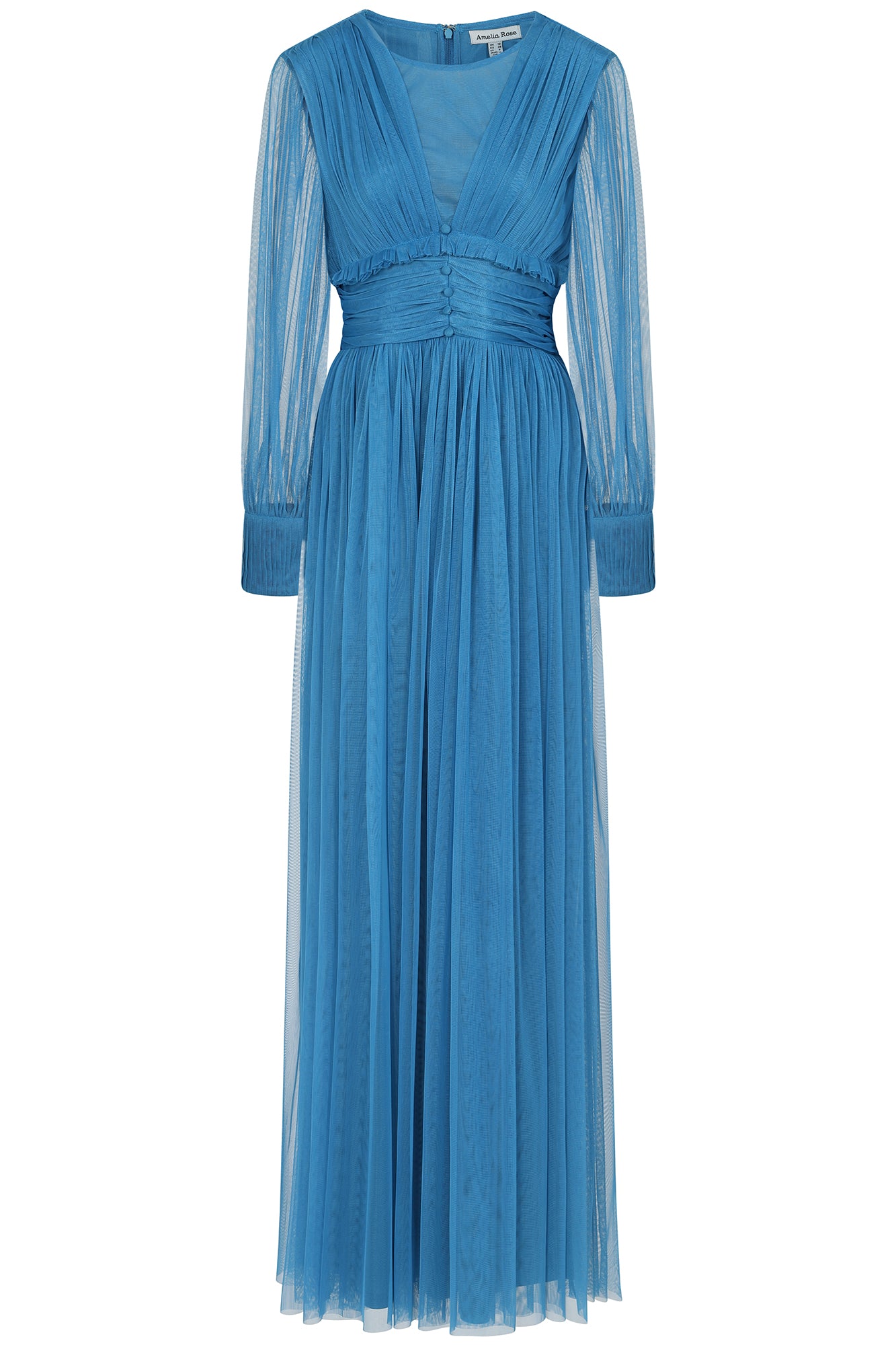 Sophia Blue Tulle Maxi Dress – Frock and Frill - Main Image