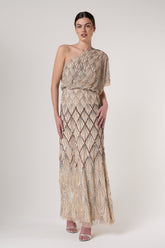 Theodora Embellished One Shoulder Maxi Dress