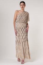 Theodora Embellished One Shoulder Maxi Dress