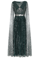 Ula Embellished Cape Sleeve Maxi Dress -  Deep Teal