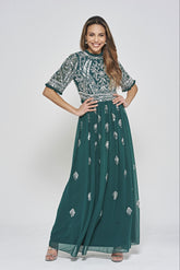 Veronica Embellished Maxi Dress - Deep Teal